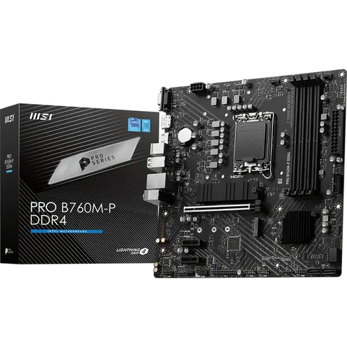 MSI PRO B760M-P DDR4 Mainboard - Micro-ATX mit Intel B760 Chipsatz, ideal für leistungsstarke Builds und flexible Speichererweiterung