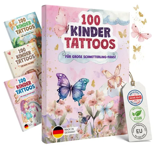 Eulentaler Kindertattoo I 100x hautfreundliche Kindertattoos I Von Pädagogen empfohlen, [Dermatest: Sehr Gut] Made in Germany, I Geburtstagsmitgebsel + Ausmalbilder