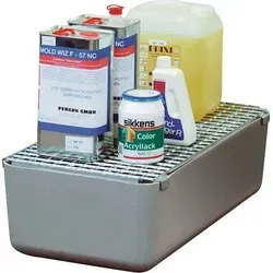GFK-Auffangwanne CEMO 65 L mit Stahlgitterrost - Sonstige, robustes Material aus glasfaserverstärktem Kunststoff für maximale Langlebigkeit und Sicherheit beim Auffangen von Flüssigkeiten.