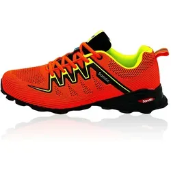 Nowaland Damen Herren Wanderschuhe – Bequeme Trail Running Trekkingschuhe (Orange-Schwarz-Grün, Größe 44) - Ideal für Abenteurer: Diese atmungsaktiven Wanderschuhe bieten optimalen Komfort und Stabilität auf jedem Terrain. Die robuste Gummisohle sorgt für sicheren Halt, während das individuelle Schnürsystem eine perfekte Passform ermöglicht.