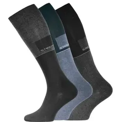 Cotton Prime® Kniestrümpfe aus Baumwolle mit Komfortbund (3-Paar) blau|grau|schwarz 43-46
