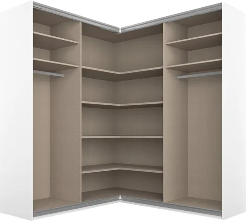 rauch Schwebetürenschrank Quadra Eckschrank mit Türendämpfer - Kleiderschrank mit 4 Schwebetüren und 2 Spiegeln, bietet 3,6 m³ Stauraum und integrierten Niveauausgleich für schräg stehende Böden. Made in Germany.