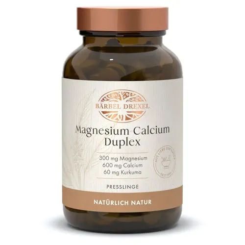 BÄRBEL DREXEL Magnesium Calcium duplex plus Kurkuma Presslinge - Magnesiumpräparate mit synergistischer 4-fach-Formel: Unterstützt Muskeln, Knochen und Immunsystem durch hochwertige Inhaltsstoffe wie Magnesiumcitrat und Kurkuma.