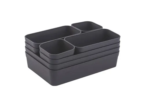 Engelland Schubladeneinsatz - 8-teiliges Set für Ordnung - Praktisches Schubladen-Organizer Set von ENGELLAND mit individuell anpassbaren Boxen in verschiedenen Größen. Ideal für Küche, Schreibtisch und Bad. BPA-frei, spülmaschinengeeignet und platzsparend stapelbar.
