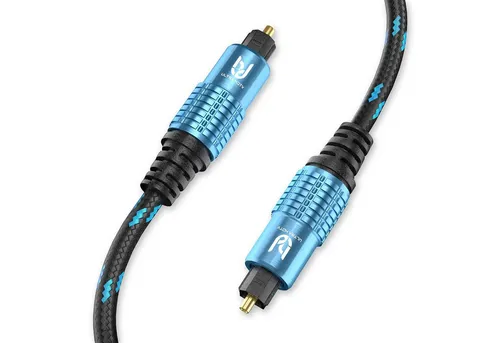 UltraHDTV Premium Toslink Kabel - Digitalkabel mit Knickschutz Nylon-Mantel Audio-Kabel, (300 cm), Zugentlastung und Vollmetall Steckern mit Perfekter Passgenauigkeit