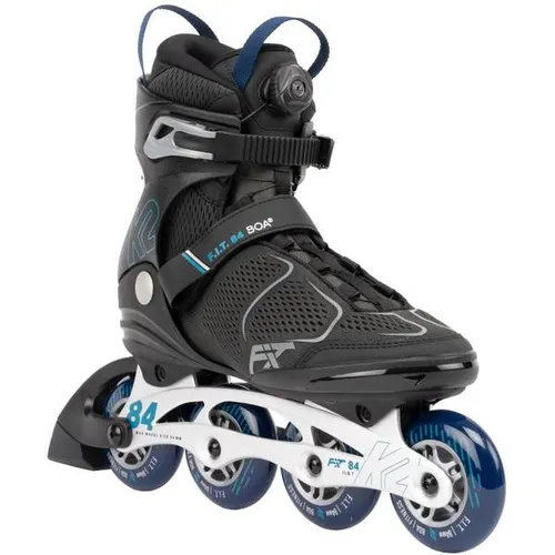 K2 F.I.T. 84 BOA Inline Skate 2025 - grau/blau, Größe 47 - Inliner mit BOA Verschlusssystem für eine schnelle Anpassung, 84mm Rollen für ein vielseitiges Outdoor-Fitnesserlebnis und optimale Kraftübertragung durch Aluminium-Schiene.