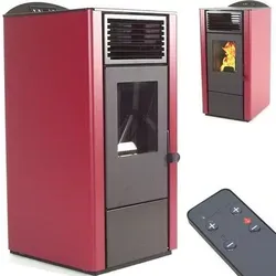 Pelletofen 9,5kW A+ Pelletheizung Kaminofen rot 56303 - Kaminöfen mit 9,5 kW und Energieeffizienzklasse A+, programmierbarer Thermostat und großer 13,5 kg Tankkapazität für optimale Wärme und Komfort.