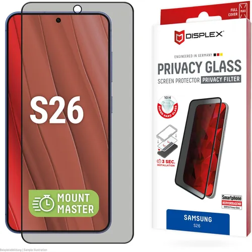 Displex Privacy Glass, Privacy Full Cover Panzerglas, MountMaster (1 Stk., Samsung Galaxy S26) (02233)