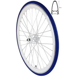 REDONDO 28 Zoll Vorderrad Singlespeed Fixie Laufrad Weiß Blau - Hochwertiges 28 Zoll Vorderrad für Singlespeed und Fixie-Bikes, mit stabiler Aluminiumfelge und kompletten Reifen. Ideal für sportliche Fahrten und zuverlässige Performance auf der Straße.