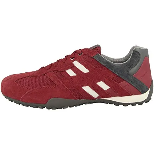 Geox Herren Uomo Snake Sneakers - Sportliche Leichtigkeit in Rot-Grau, Größe 42 EU - Herren-Sneaker mit Schnürverschluss und herausnehmbarer Innensohle, bieten Komfort und Atmungsaktivität für lässige Stadtlooks im Active-Style.
