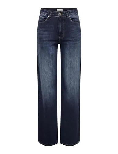 ONLY Weite Jeans ONLMadison - Dunkelblaue XL Jeans - Moderne Jeans in Unifarben, 92% Baumwolle für hohen Tragekomfort, ideal für lässige Outfits. Perfekt für jeden Tag!