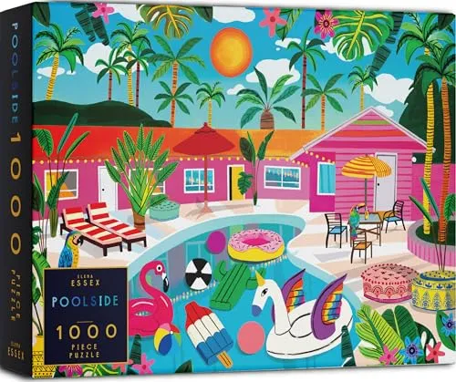 Elena Essex Jigsaws 1000 Pieces for Adults - Poolside, Puzzles for Adults, Adult Puzzles, Colourful Summer Holiday Swimming Pool Puzzle, Size 50x70cm