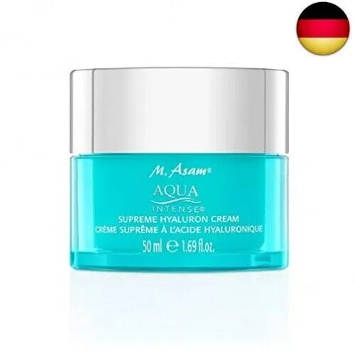 M. Asam AQUA INTENSE Supreme Hyaluron Cream 50 ml – Parfümfreie Feuchtigkeitscreme mit Anti-Falten-Effekt - Tagespflege für trockene und sensible Haut, bietet 120h Feuchtigkeit und polstert Falten auf für ein strafferes, jugendlicheres Hautbild.