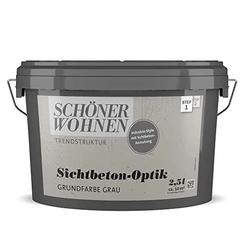 Sichtbeton-Optik Grundfarbe grau 2,5 l Trendstruktur - Lacke in trendiger Sichtbeton-Optik, ideal für moderne Wohnräume und kreative Projekte.