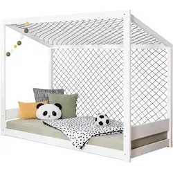 Bodenbett Fußball Holz ca. 90x200 cm Weiß