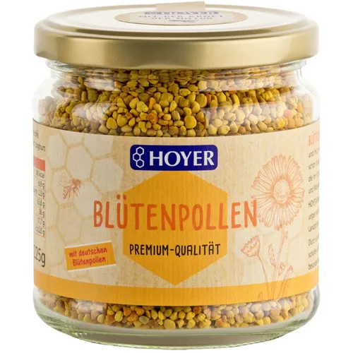 Hoyer Blütenpollen Premium - Brotaufstrich mit wertvollen Blütenpollen aus den Alpen. Schonend getrocknet, bietet er eine natürliche Energiequelle für einen aktiven Lebensstil.
