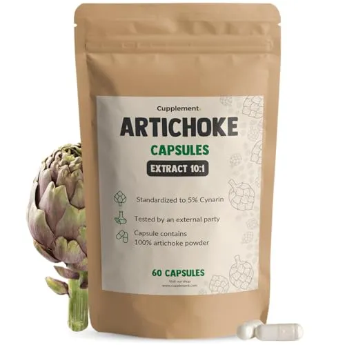 Cupplement Artischocken Extrakt Kapseln 500mg 60 Capsules - Artischocke - Darmgesundheit & Leberreinigung - Abnehmtabletten - Cynarin - Vegan - Ohne Zusatzstoffe - Laborgeprüft - 60 Tage Vorrat pro