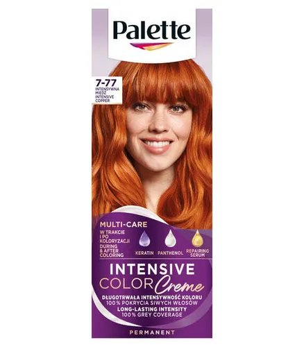 Schwarzkopf Palette Intensive Color Creme 7-77 Intensive Copper - Haarfarben für Damen, permanente Haarfarbe mit langanhaltendem Glanz und intensiver Farbwirkung, ideal zum Kaschieren grauer Haare und für eine leichte Anwendung zu Hause.