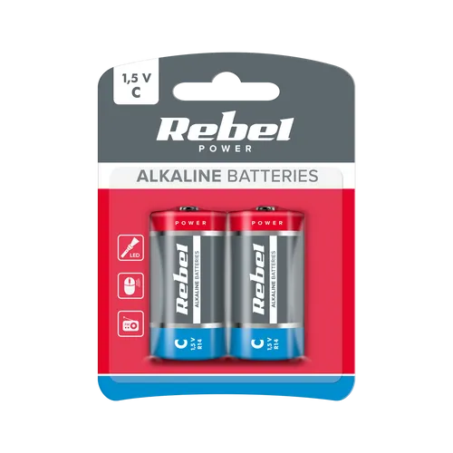 Baterie alkaliczne REBEL LR14 2szt/bl. Rebel 5901436720034