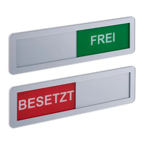 relaxdays Dekohänger Türschild Besetzt Frei - 2er Set in Grün, Rot und Silberfarben, ideal für die individuelle Gestaltung von Türen