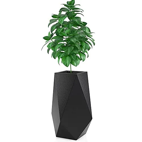 Forvega Volcano Hoher Topf mit Ablage, Modernes Design, Schwarz, 80 cm - Stylischer hoher Topf mit innerem Regal für kreative Pflanzideen. Frost- und UV-beständig aus langlebigem Polyethylen, ideal für Innen- und Außenbereiche. Perfekt für Garten, Terrasse oder Wohnräume.