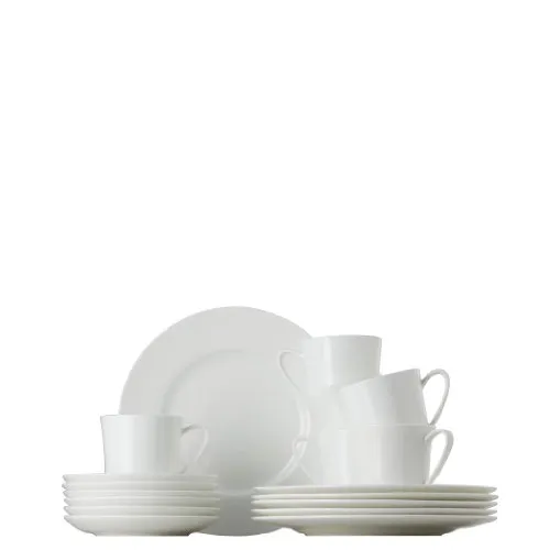 Rosenthal Kaffeeservice Jade White, 18-teiliges Keramikset - Elegantes 18-teiliges Kaffeeservice in Weiß aus hochwertiger Keramik, ideal für stilvolle Kaffeetafeln und besondere Anlässe.