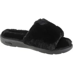 Skechers Arch Fit Lounge - Unwind 175105-BBK, Damen Hausschuhe in Schwarz, Größe 37 - Bequeme Damen Hausschuhe mit flacher Gummisohle und elastischem Schlüpfverschluss. Ideal für entspannte Stunden zu Hause und den ganzjährigen Einsatz.
