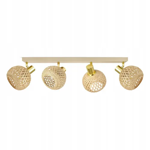 Luxolar 4-flammige LED Deckenlampe E27 Rattan Boho Beige/Grau - Verstellbar - Die Luxolar Deckenlampe bietet mit 84 cm Länge und vier schwenkbaren Lichtpunkten flexible Beleuchtung für große Bereiche. Handgeflochtene Rattanschirme sorgen für eine warme Lichtatmosphäre und passen perfekt zu modernen Einrichtungsstilen.