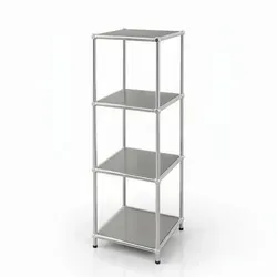 FLOORDIREKT Metallregal Concept Epure MK-005 - Offenes 4-stöckiges Aufbewahrungs- & Ablageregal - Vielseitig einsetzbar - Grau