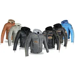Alpha Speeds Motorradjacke - /Freizeit Herren Lammlederjacke Bikerjacke Highway 11 (Abnehmbares Innenfutter und Kapuze, (NEUE VERSION 2025) Aus weichem Lammleder, inkl. einsetzbarer Protektoren grau 3XL