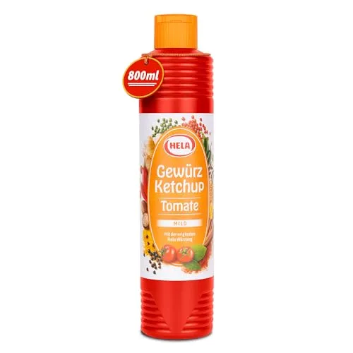 Hela Gewürz Ketchup Tomate mild 800ml - Mild-würziger Ketchup mit besonderer Hela Würzung, ideal für Burger, Pommes und mehr.