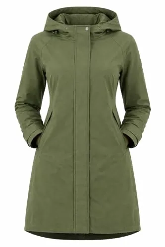 Zwillingsherz Parka "Keep Smiling" in Khaki - S - Stylischer Parka mit Kapuze und praktischen Pattentaschen. Ideal für kühle Tage, bietet er einen geraden Schnitt und ist vielseitig kombinierbar.