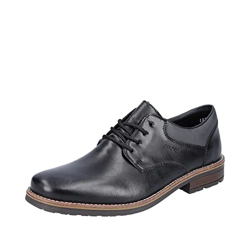 Rieker Herren Schnürschuh elegant Ziernaht 13200, Größe:41 EU, Farbe:Schwarz - Schnürer für Herren aus echtem Glattleder, mit Komfortweite G 1/2 für optimalen Tragekomfort und griffiger Sohle für sicheren Halt bei jedem Schritt.