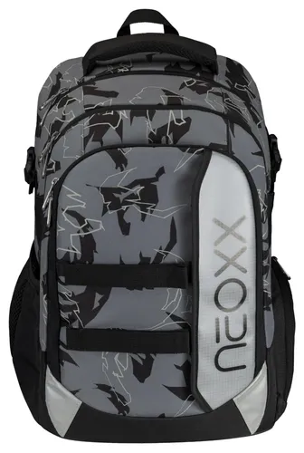 neoxx Schulrucksack Active Pro Dragon Thunder grau mit Laptopfach - HOHER TRAGEKOMFORT — Ergonomisch geformt mit gepolsterter Rückseite und verstellbaren Gurten. GROSSZÜGIGER STAURAUM — 30 Liter Volumen, zwei Hauptfächer und ein praktisches Organisationsfach. SICHERHEIT — Reflektierende Flächen für gute Sichtbarkeit im Straßenverkehr.