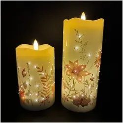 Online-Fuchs LED-Kerze 2er Set - Realistische Flamme mit Timer - LED-Kerzen Set für Indoor-Dekoration in warmweißem Licht, ideal für Herbst, Winter und Weihnachten. Mit 6-Stunden Timer für stimmungsvolle Abende.