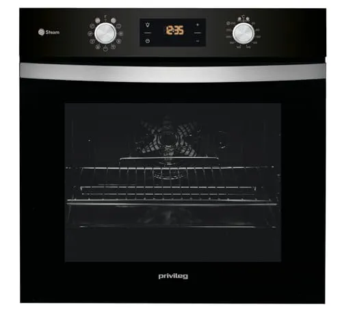 Privileg PBWK3 JH8S BLG Backofen Schwarz mit Dampfunterstützung - Backofen mit 11 Funktionen und Turn&Go Steam-Programm für schonendes Garen. Hydrolyse-Reinigung und Click&Clean für einfache Pflege.