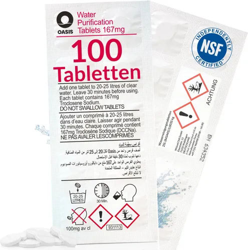 Wicked Chili Oasis 100 Wasserreinigunstabletten für 2500 Liter Trinkwaser Notfall Vorsorge Outdoor