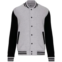 Kinder College Jacke aus Fleece mit Kontrastärmeln - Stilvolle College Jacke aus 70% Baumwolle und 30% Polyester, ideal für den Alltag. Mit Druckknopfverschluss und praktischen Paspeltaschen, perfekt für Schule und Freizeit.