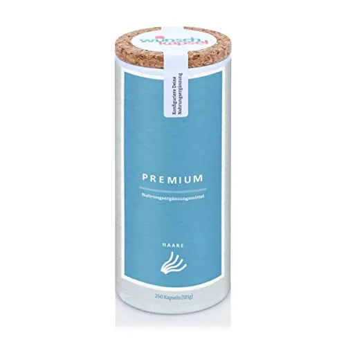 Wunschkapsel HAARE Premium Ergänzung | für natürlichen Haarwuchs | exklusives Actrisave, Amla, Polyporus, Zink, Biotin, Selen und Vitaminen | 290 vegane Kapseln | deutsche Manufaktur