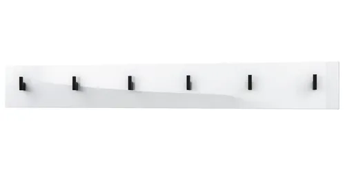 Vladon Garderobenpaneel Linea V1 - Wandgarderobe mit 6 Kleiderhaken in Weiß Hochglanz - Praktisches Garderobenpaneel für engen Flur! Mit 6 stabilen Haken bietet es ausreichend Platz für Jacken und Accessoires. Stilvolles Design und einfache Montage machen es zur idealen Lösung für Ordnung und Komfort.