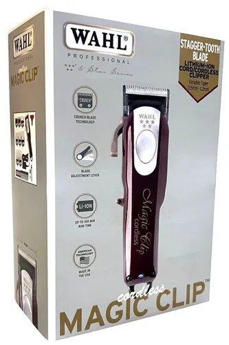 Wahl Cordless Magic Clip Haarschneidemaschine Rot - Frisierprodukte, kabellose Freiheit und präzise Haarblending für professionelle Ergebnisse zu Hause.