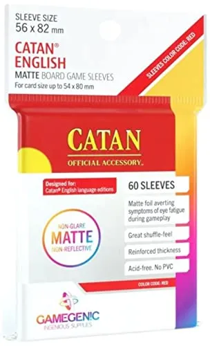 Gamegenic, Matte Catan-Sized Sleeves, Sleeve Color Code: Red
