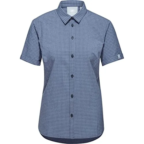 Mammut Aada Shirt Women marine-light night (XS) - Stylisches Kurzarmhemd für Frauen mit UV-Schutz 50+, ideal für Outdoor-Aktivitäten. Leicht, schnelltrocknend und aus 50% recyceltem Polyester für ein umweltbewusstes Tragegefühl.