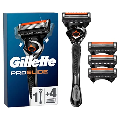 Gillette Proglide Handle - 4 Klingen - Rasierausstattung mit Flexball-Technologie für eine perfekte Anpassung an die Gesichtskonturen und bis zu 30 Rasuren pro Klinge für langanhaltende Frische.