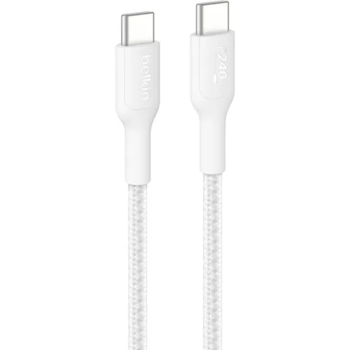 Belkin USB-C TO USB-C 240W 2.0 BRAIDED PCR 1M WHITE (1 m, USB 2.0, 240 W) (CAB025HQ1MWH)