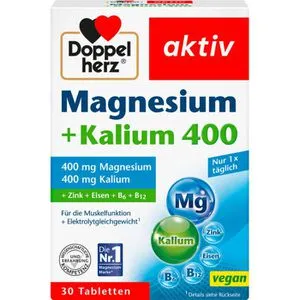 Doppelherz Magnesium aktiv, 30 Tabletten, Magnesiumoxid + Kalium, 400mg