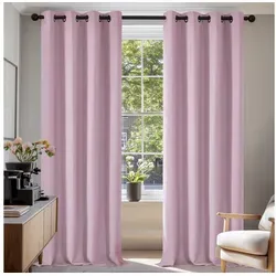 Deconovo Verdunkelungsvorhänge mit Ösen, 140 x 220 cm, Blassrosa, 2 Stück - Moderne Verdunkelungsvorhänge aus 100 % Polyester, wärmeisolierend und schallreduzierend. Ideal für Schlafzimmer und Kinderzimmer, einfach zu montieren und pflegeleicht.