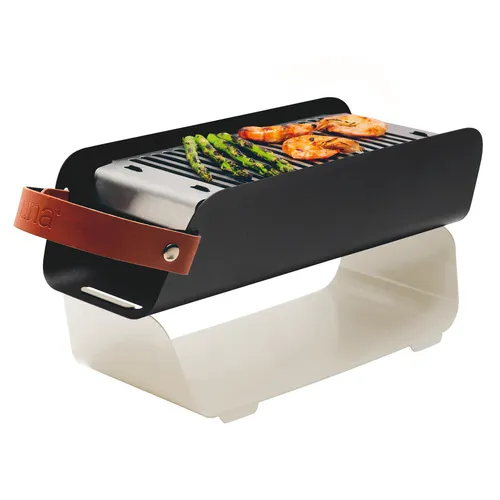 UNA Holzkohlegrill Cremeweiß Tragbarer Tischgrill Balkongrill Campinggrill