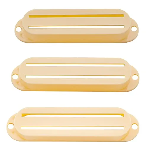 Musiclily Hot Rail Gitarre Single-Coil-Sized Humbucker Pickup Covers Tonabnehmer Abedeckungen Set für Strat Style, Creme (3er Set)