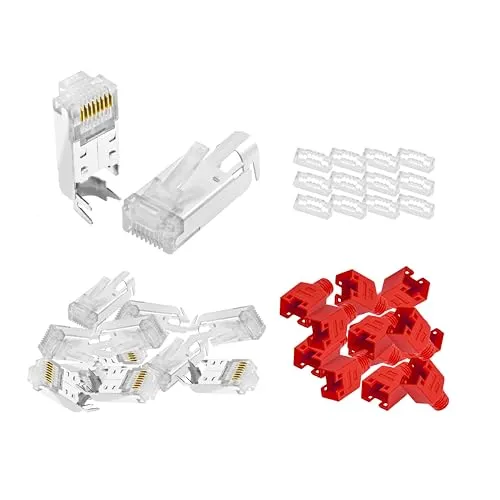 BIGtec RJ45 Stecker Netzwerkstecker 10 Stück Hirose TM11 rot Hochgeschwindigkeits Verbindung für Fast Ethernet 100BASE-TX AWG 26-27